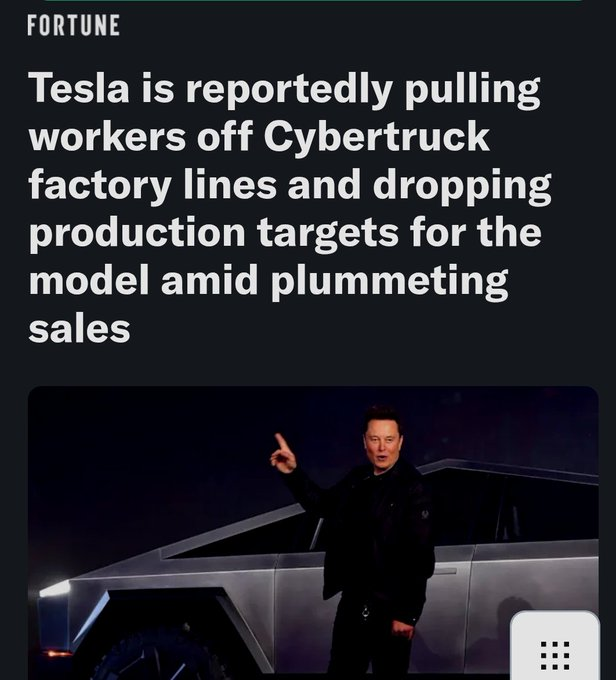 YourAnonCentral's tweet photo. Cybertruck is a failure, Tesla collapse incoming https://t.co/yDXfKSFsRE