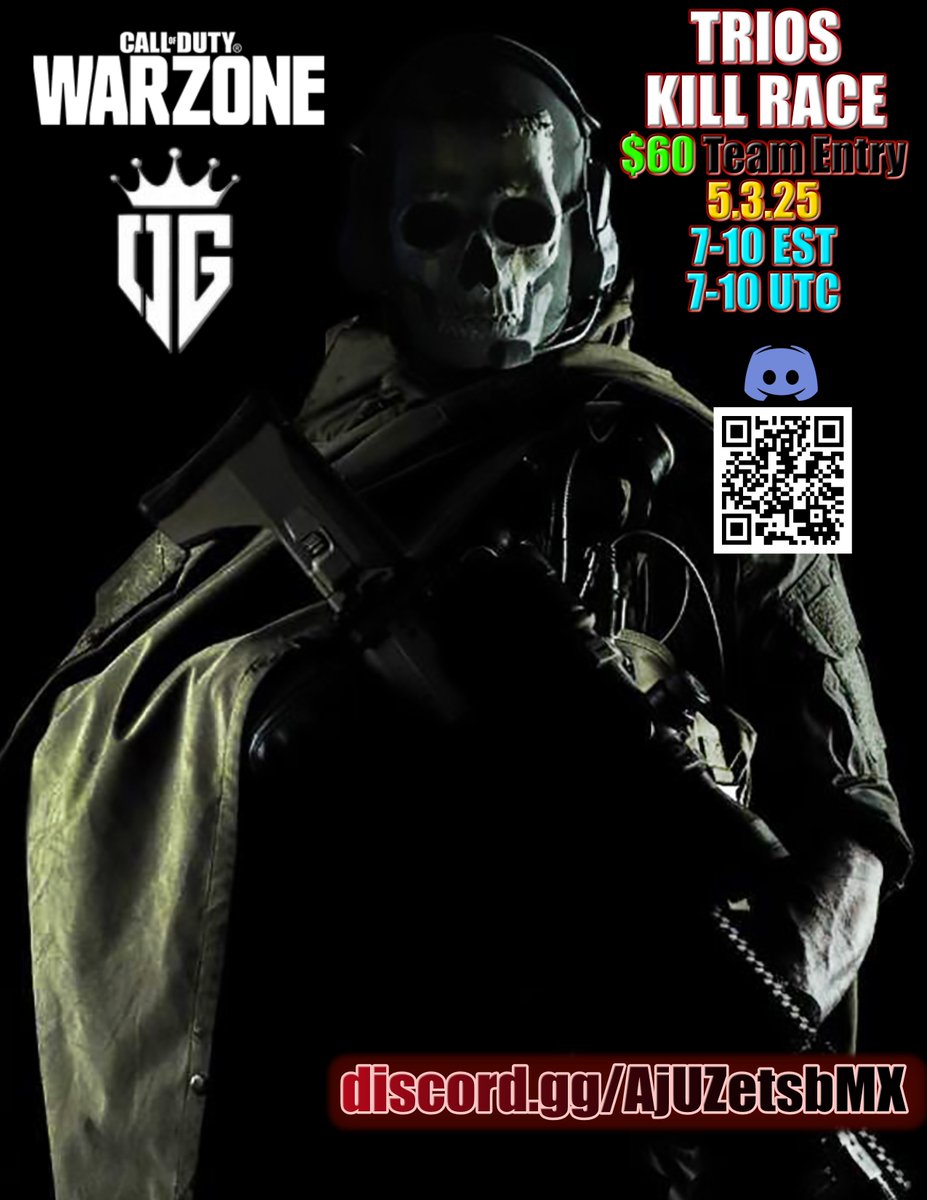OGWTournaments's tweet photo. TRIOS THIS WEEKEND. HAVE SOME FUN AND FRY OUT!

JOIN HERE: https://t.co/EnLEcuuMtC

#Warzone #gaming https://t.co/Hwr2nmXbt1