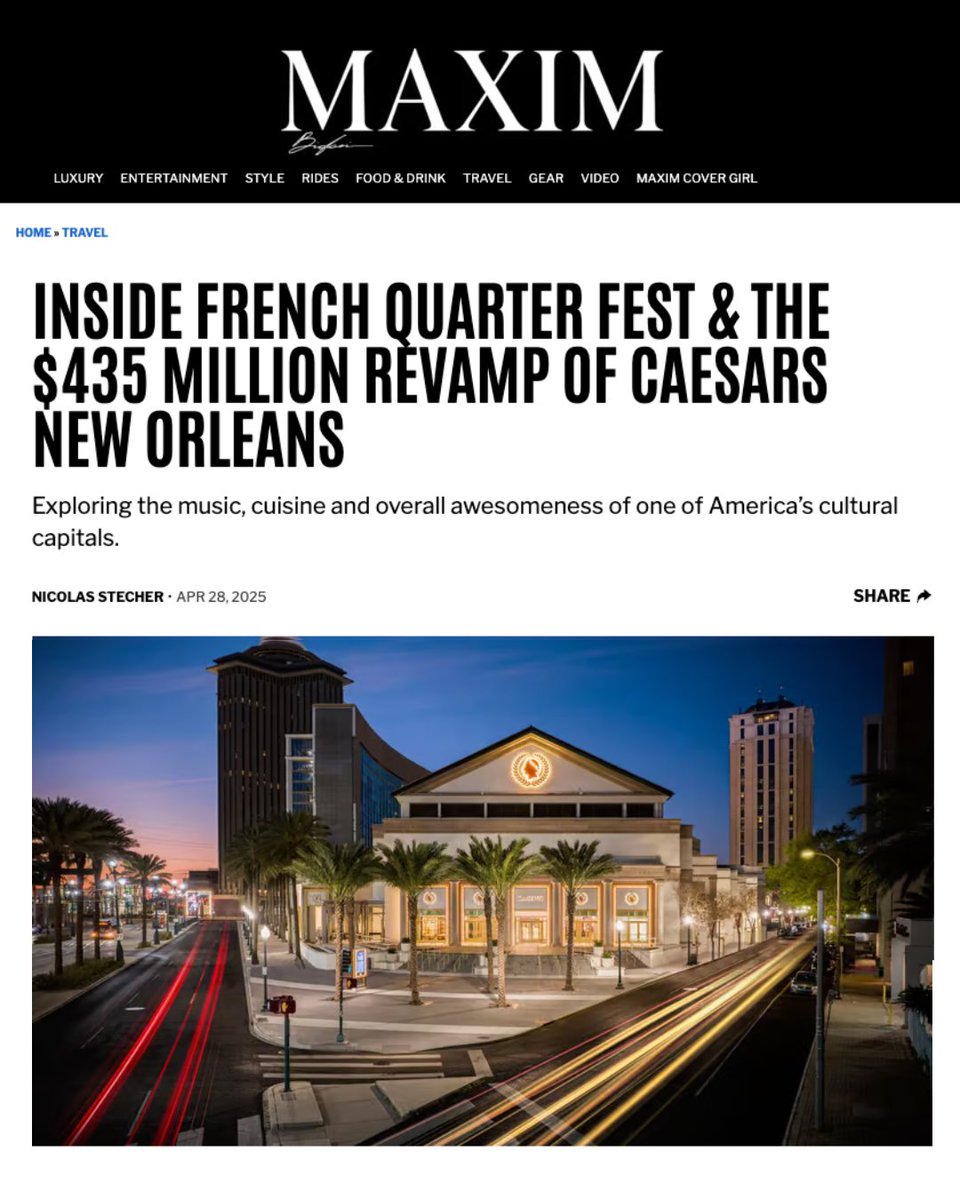 FQFestNOLA's tweet image. "As a festival imagined for the city by the city, totally free of charge for everyone, the idea for the French Quarter Fest was from day one to celebrate the holy trilogy of New Orleans." -Nicolas Stecher for Maxim Magazine
maxim.com/travel/inside-…