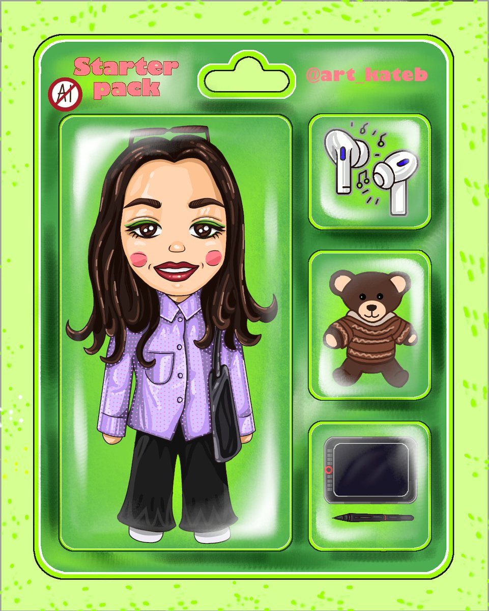 Starter pack🙌🏻
It turns out to draw yourself and another task but it was fun😁

#fanart #art #doll