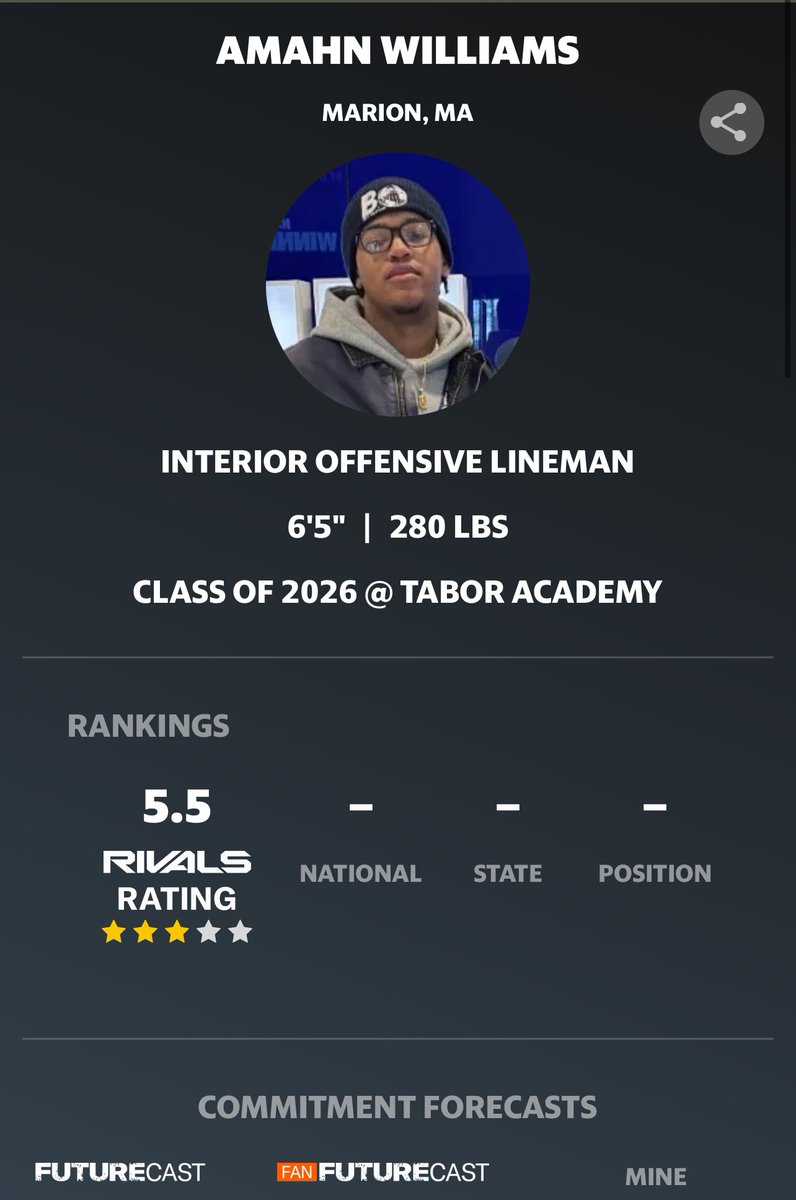 Amahn Williams (@justamahn) on Twitter photo Blessed to be ranked as a 3βοΈ on <a href="/Rivals/">Rivals</a> <a href="/RivalsFriedman/">Adam Friedman</a> <a href="/CoachJeffMoore/">Coach Jeff Moore</a> <a href="/MohrRecruiting/">Brian Mohr</a> <a href="/TASeawolfFB/">Tabor Academy Football</a> <a href="/BrianDohn247/">BrianDohn247</a> Blessed to be ranked as a 3βοΈ on <a href="/Rivals/">Rivals</a> <a href="/RivalsFriedman/">Adam Friedman</a> <a href="/CoachJeffMoore/">Coach Jeff Moore</a> <a href="/MohrRecruiting/">Brian Mohr</a> <a href="/TASeawolfFB/">Tabor Academy Football</a> <a href="/BrianDohn247/">BrianDohn247</a>