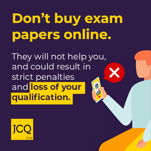 Students: Don't buy exam papers online. They will not help you and could result in strict penalties and loss of your qualification