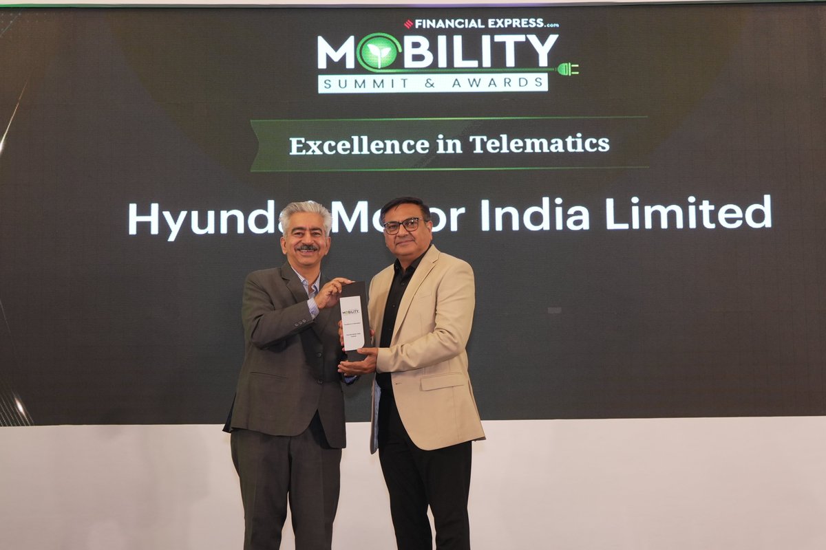 ExpressMobility (@xpressmobility) on Twitter photo LIVE from #FEMobility2025: <a href="/HyundaiIndia/">Hyundai India</a> Ltd. receives Silver for Excellence in Telematics.
#FEMobilityAwards2025 #FutureOfTransport #FEConnect #SustainableMobility #UrbanMobility #InnovationInMotion LIVE from #FEMobility2025: <a href="/HyundaiIndia/">Hyundai India</a> Ltd. receives Silver for Excellence in Telematics.
#FEMobilityAwards2025 #FutureOfTransport #FEConnect #SustainableMobility #UrbanMobility #InnovationInMotion