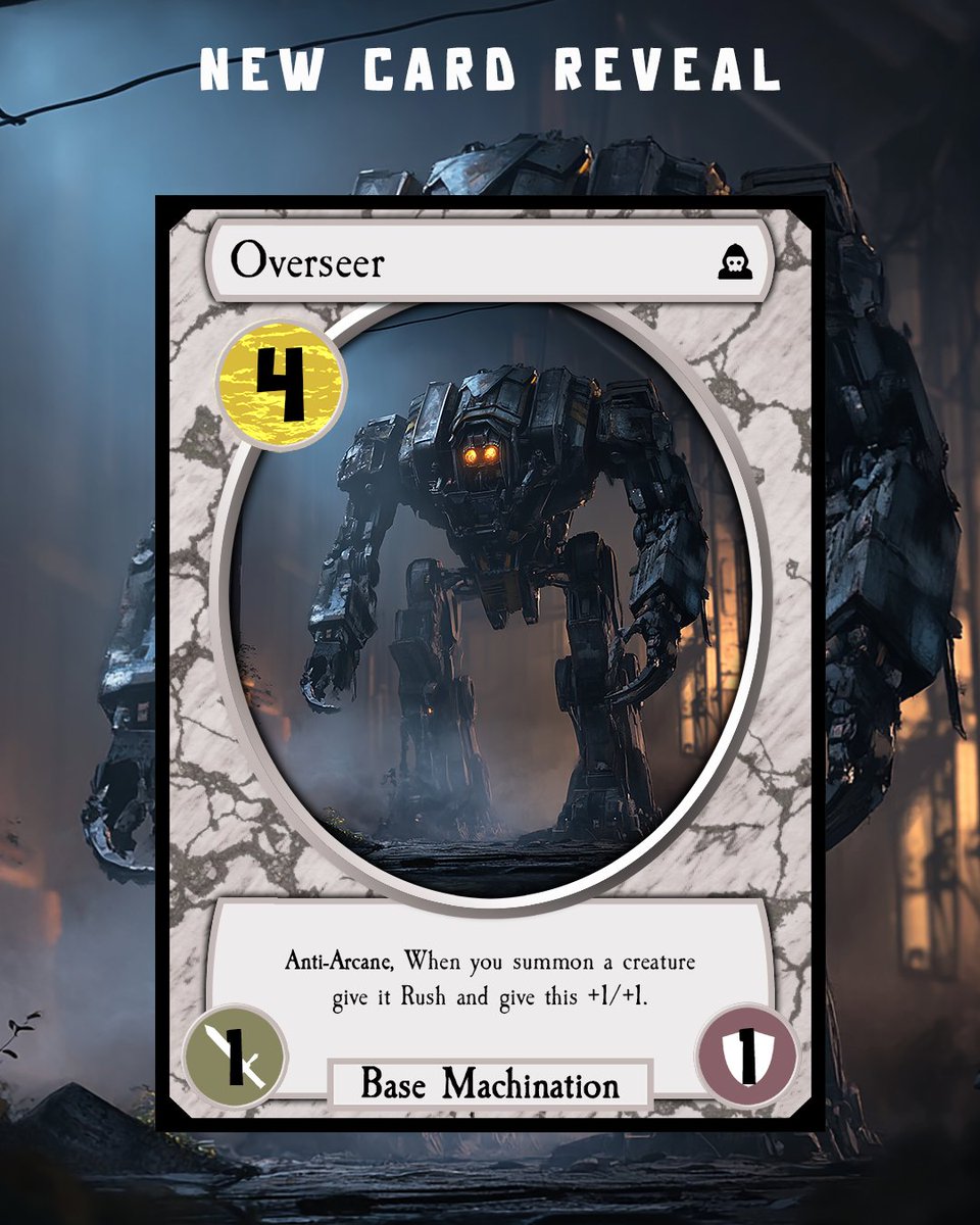 CcgNightmares's tweet image. NEW CARD REVEAL! Overseer is another new card we recently added to the Dark Machinations Expansion to buff the Machinations Archetypes for all 4 realms. It's available in game now! #cardgame #cardgames #mobilegaming #mobilegames #tcg #darkfantasy #fantasy #indiegame #indiegamedev