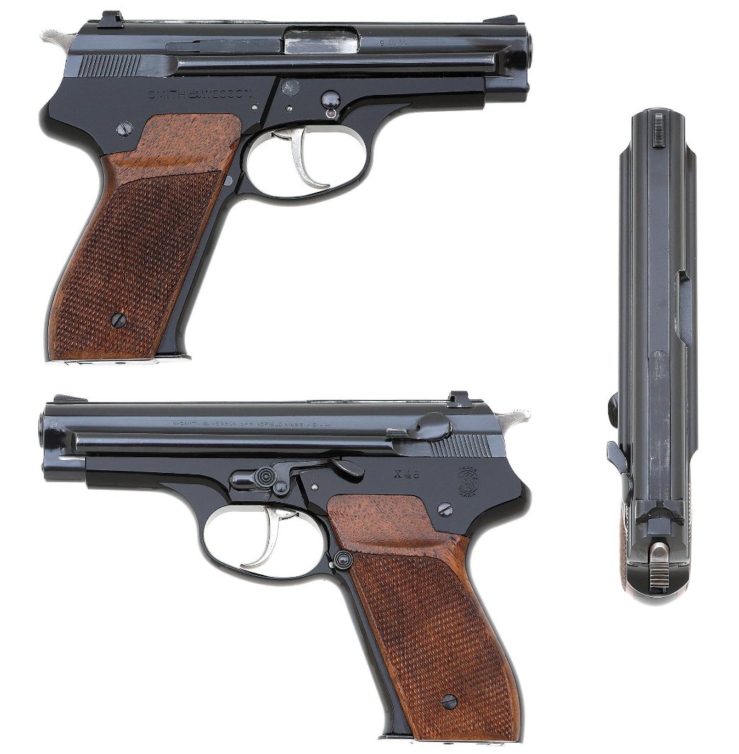 I don't think many people realize just how old the S&amp;W DA-auto lineup is. The first production Model 39 came out in 1955, and this early, dual recoil spring prototype in 1949.