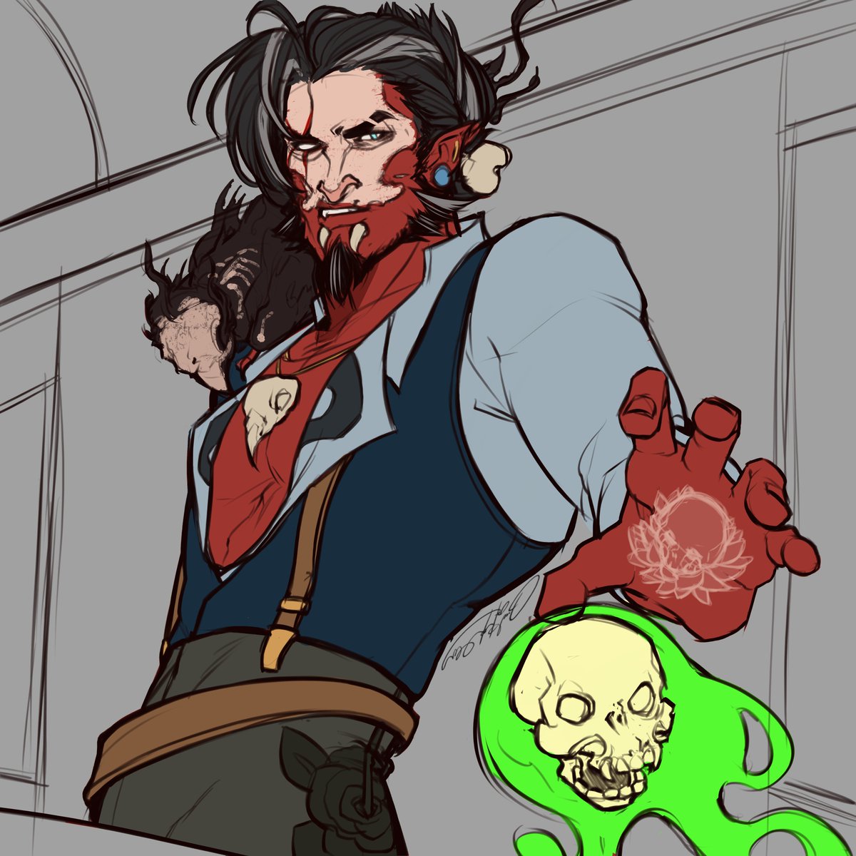 WIP of my man Draven. I adore this man a very *normal* amount. Hes in my head rent free. Just your average Hobgoblin fan.