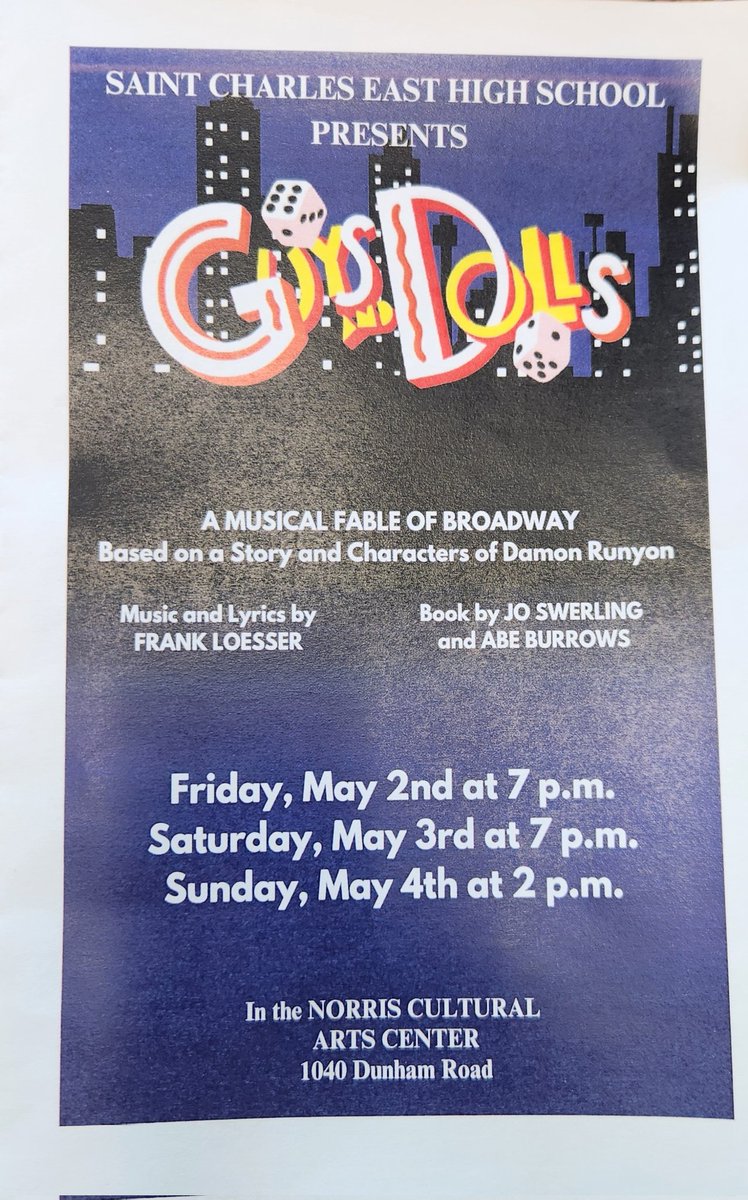 Come out and see our students perform in our spring musical, "Guys and Dolls."   It's sure to be a good show.  Tickets are available for this coming Friday and Saturday at 7 PM and Sunday at 2 PM. <a href="/lisadandre/">lisadandre</a>