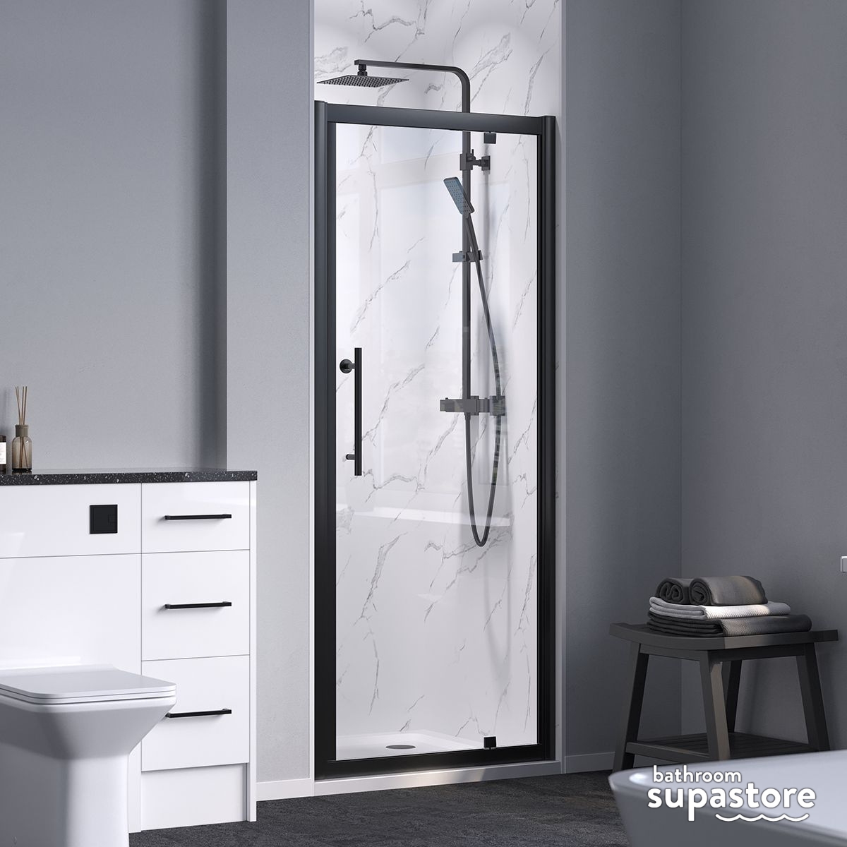 bathroomsupa's tweet photo. Make a bold statement in your bathroom with the striking Coral 6mm Pivot Shower Door in Matt Black. Its strong lines and contemporary finish create a shower space you'll love stepping into 🖤🛁

#StatementShower #BlackBathroomFixtures #ContemporaryBathroom #ShowerUpgrade https://t.co/vy17FqN2Fb