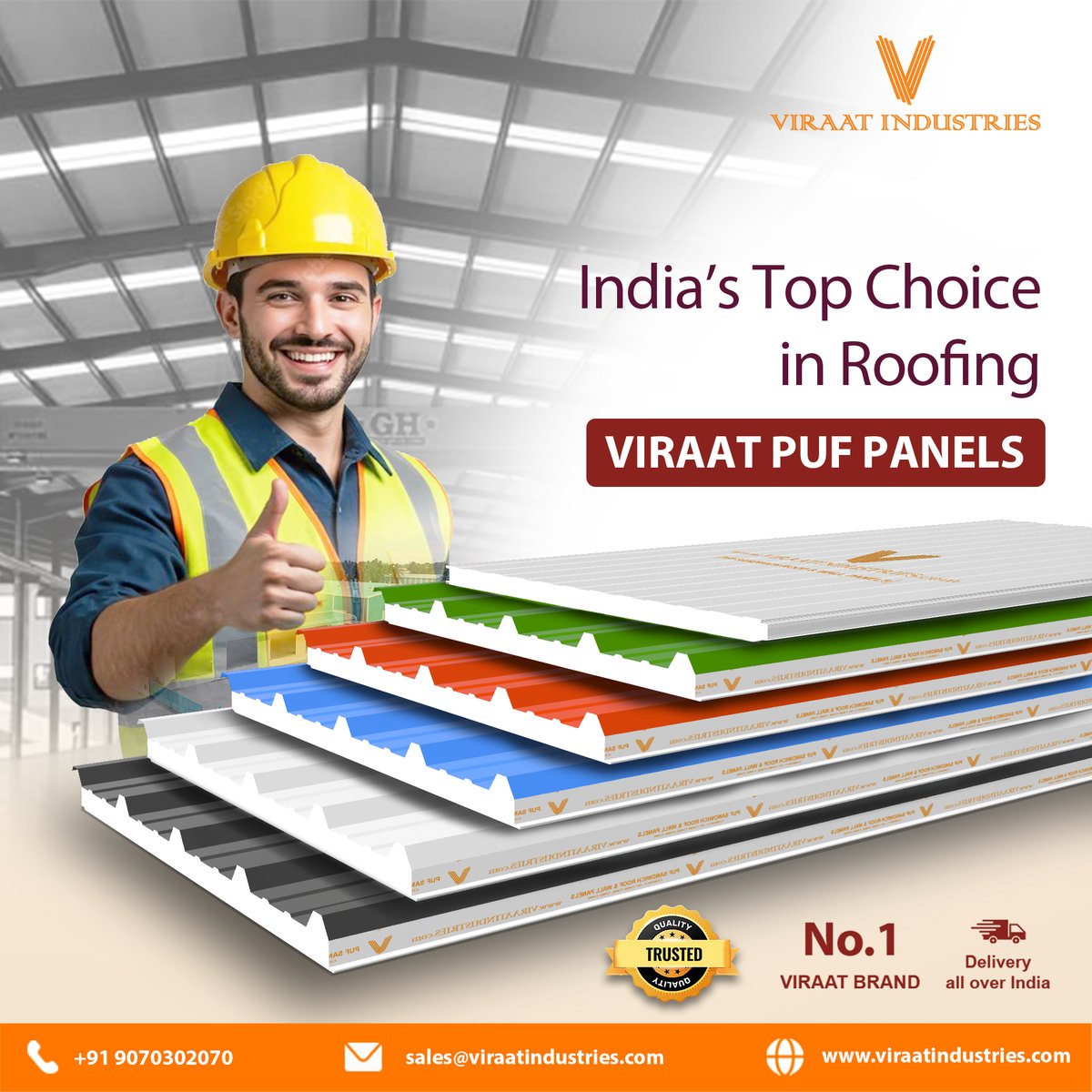ViraatIndustri1's tweet image. Looking for the Best in Roofing? Choose VIRAAT PUF PANELS!
For more info
Call Us: +91 9070302070
sales@viraatindustries.com
viraatindustries.com
#PUFPanel #PIRPanel #ViraatIndustries #RoofingPanels #MadeInIndia #IndustrialRoofing #pufroofpanel #pufsandwichpanels #pufsheets