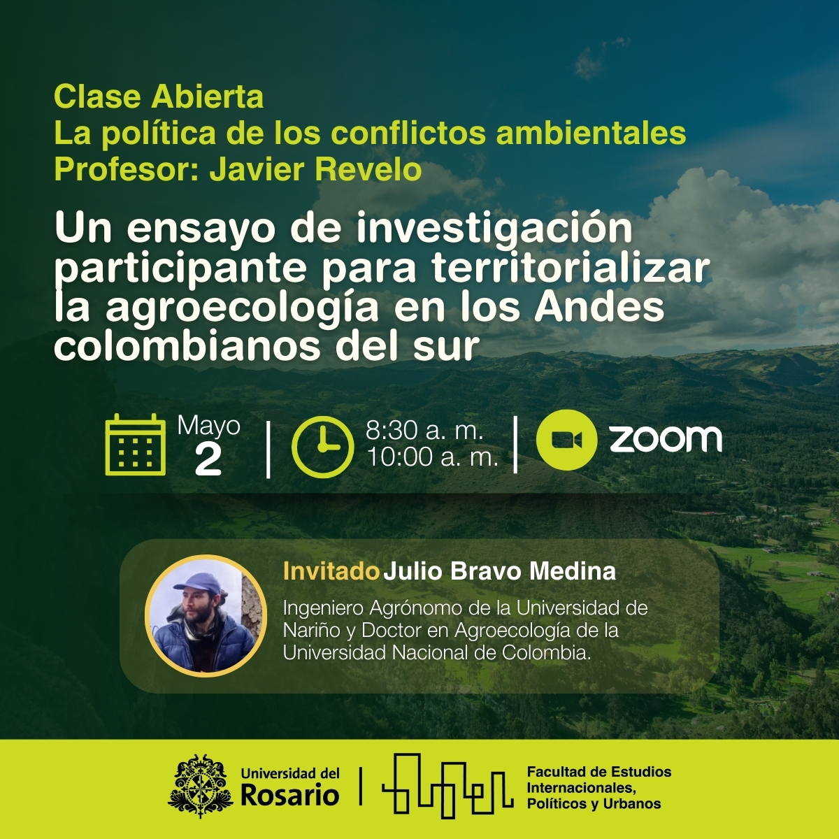 Javier Revelo Rebolledo (@jerevelor) on Twitter photo Súper invitados a esta clase abierta virtual sobre agroecología en el sur de Nariño <a href="/PoliticaUR/">PolíticaUR</a>. Julio Bravo presentará los resultados de su tesis doctoral. Viernes, 2 de mayo de 8:30 am - 10:00 am. Inscripción previa para recibir el enlace de Zoom: docs.google.com/forms/d/e/1FAI… Súper invitados a esta clase abierta virtual sobre agroecología en el sur de Nariño <a href="/PoliticaUR/">PolíticaUR</a>. Julio Bravo presentará los resultados de su tesis doctoral. Viernes, 2 de mayo de 8:30 am - 10:00 am. Inscripción previa para recibir el enlace de Zoom: docs.google.com/forms/d/e/1FAI…
