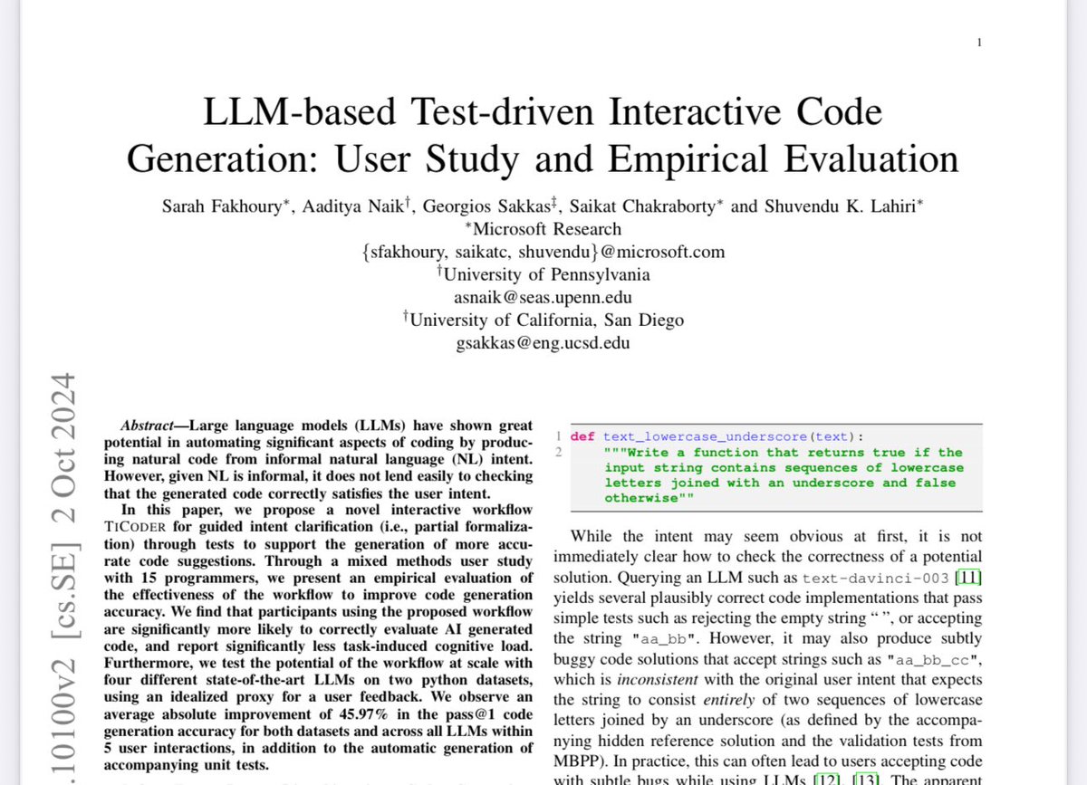 We’ll present our Journal-First work on TiCoder, a workflow for aligning code generation with human intent, producing specs (tests!) along the way.

📖 Test-Driven Interactive Code Generation: User Study and Empirical Evaluation
📆 Friday May 2
📍Hall 1 and 2
⏰ 12:15
