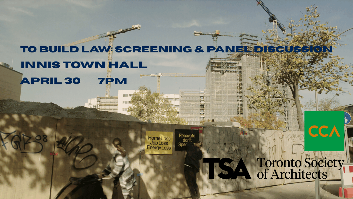 Tonight at 7pm. <a href="/ToSoArch/">Toronto Society of Architects</a>