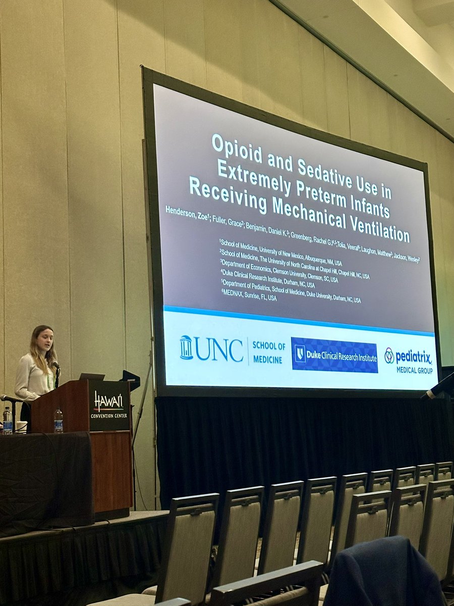 GraceFullerMed's tweet photo. Incredible opportunity to attend PAS 2025 in Honolulu! 🌺 Zoe did remarkably well presenting our research on opioid and sedative use in mechanically ventilated preterms. Way to command the stage! 🗣️👶🏽 #PAS2025 #ResearchGirls #Neonatology https://t.co/FenMPHIOxe