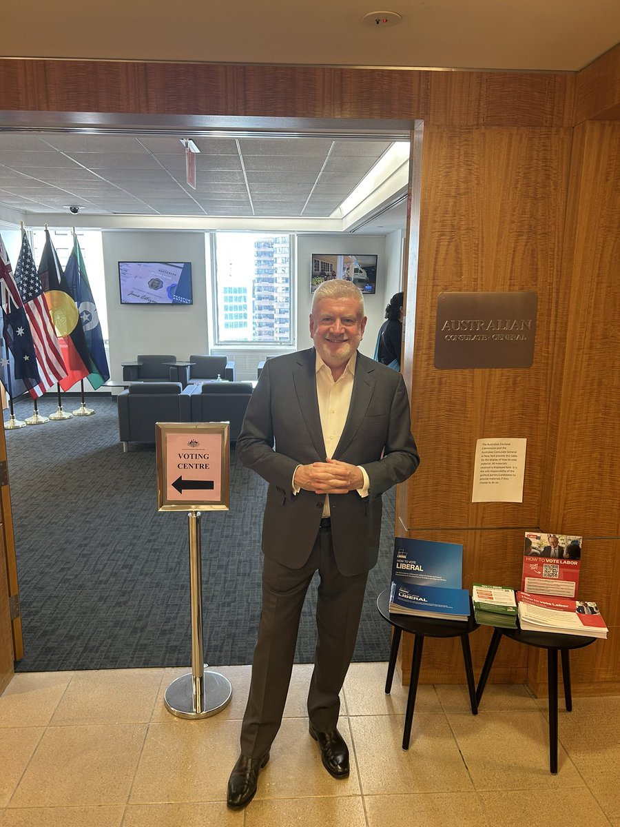 The Hon Mitch Fifield (@fifieldmitch) on Twitter photo In New York City for business, so voted at the Australian Consulate ahead of Saturday’s election. But I did miss the “democracy sausages”.
Opposition Leader <a href="/PeterDutton_MP/">Petaren’t Dutton</a> is a good friend and will make a great Prime Minister of Australia. In New York City for business, so voted at the Australian Consulate ahead of Saturday’s election. But I did miss the “democracy sausages”.
Opposition Leader <a href="/PeterDutton_MP/">Petaren’t Dutton</a> is a good friend and will make a great Prime Minister of Australia.