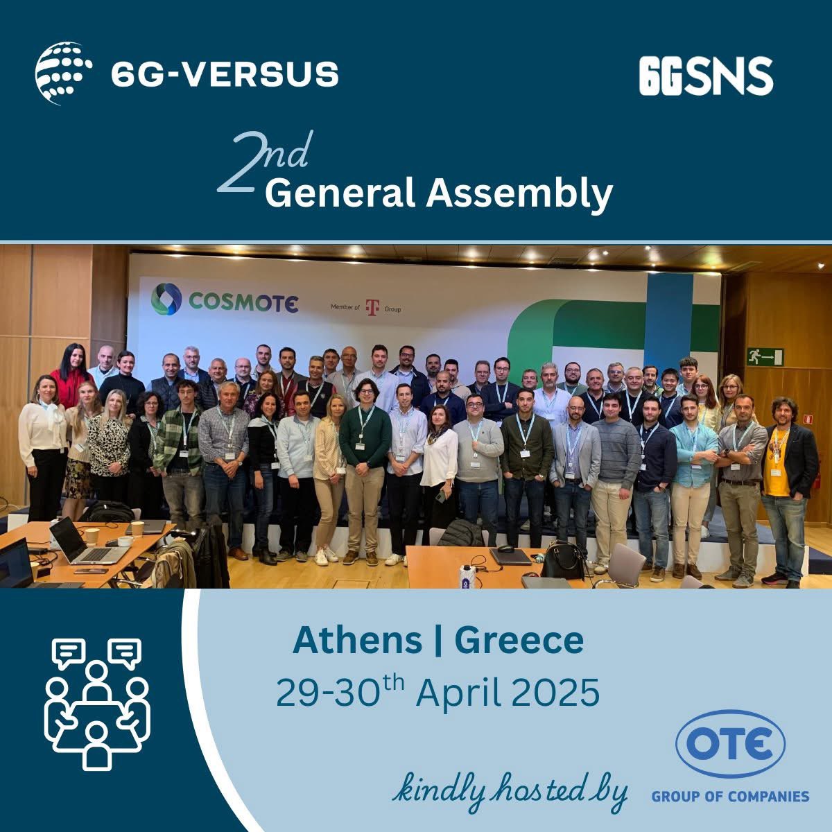 #Learnabout6GVERSUS The 6G-VERSUS project just wrapped up a productive 2-day General Assembly in Athens, hosted by our partner ΟΤΕ. A big thank you to all partners for their contributions to a successful meeting!
#6g #snsju #6gsns #horizoneurope #meeting #6gversus <a href="/6G_SNS/">SNS JU</a>