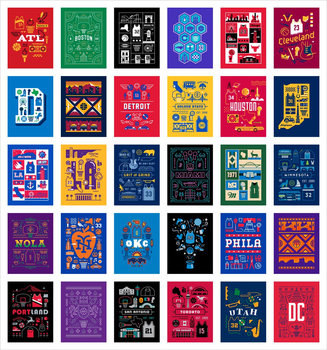 The complete Basketball Cities poster series