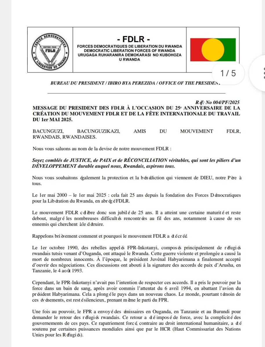 DeLaPatria2's tweet photo. @US_SrAdvisorAF FDLR president also communicated in the following message https://t.co/mIuM93uAxc