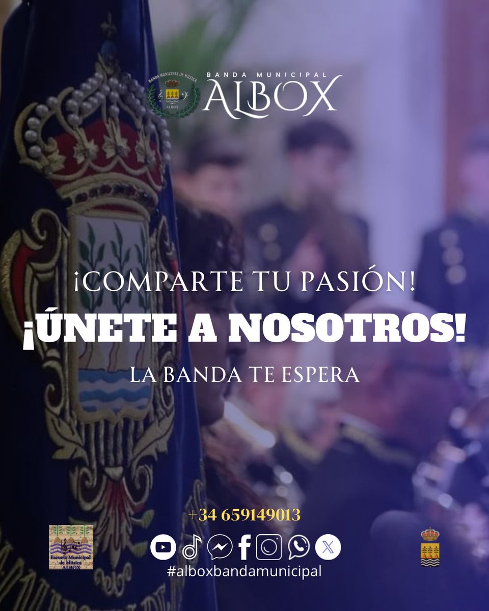 ¡𝐔́𝐍𝐄𝐓𝐄 𝐀 𝐋𝐀 𝐁𝐀𝐍𝐃𝐀 𝐌𝐔𝐍𝐈𝐂𝐈𝐏𝐀𝐋 𝐃𝐄 𝐌𝐔́𝐒𝐈𝐂𝐀 𝐃𝐄 𝐀𝐋𝐁𝐎𝐗!

𝐑𝐞𝐥𝐥𝐞𝐧𝐚 𝐚𝐡𝐨𝐫𝐚 𝐞𝐥 𝐟𝐨𝐫𝐦𝐮𝐥𝐚𝐫𝐢𝐨 𝐝𝐞 𝐏𝐫𝐞𝐢𝐧𝐬𝐜𝐫𝐢𝐩𝐜𝐢𝐨́𝐧.

gforms.app/r/1GAeSfU

¡𝐓𝐞 𝐞𝐬𝐩𝐞𝐫𝐚𝐦𝐨𝐬!

#suenaalbox #alboxbandamunicipal