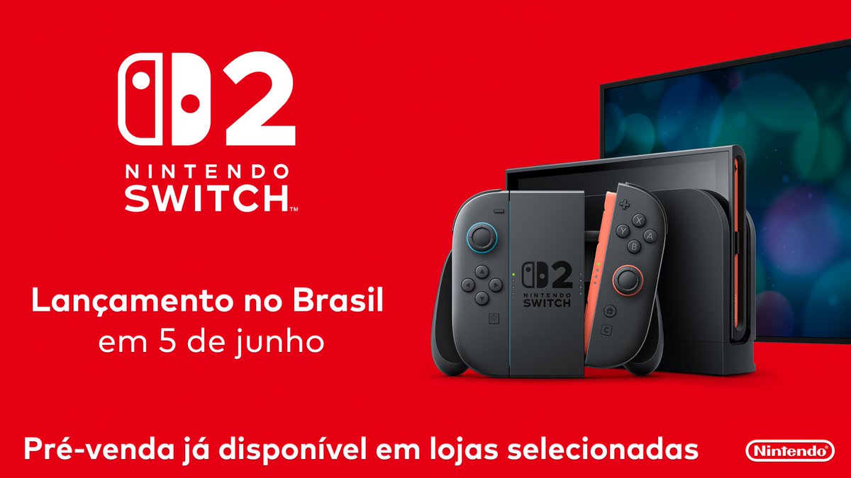NintendoBrasil's tweet image. Chegou a hora! O console #NintendoSwitch2 já está em pré-venda em lojas selecionadas.