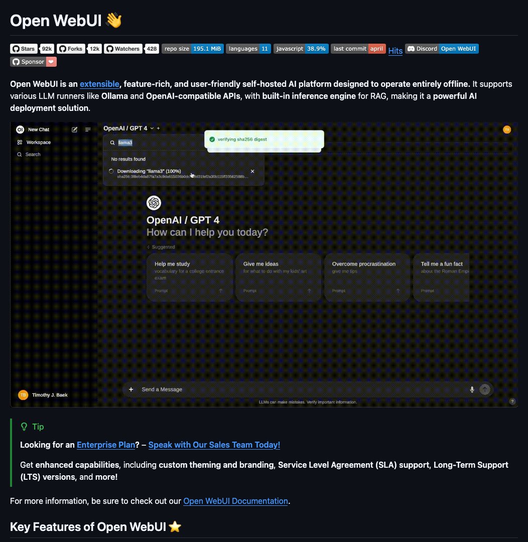 D4Vinci1's tweet image. open-webui by @OpenWebUI

Unlock the power of AI with Open WebUI, a powerful deployment solution that integrates with OpenAI-compatible APIs and offers effortless setup, granular permissions, and more! #OpenWebUI #AI