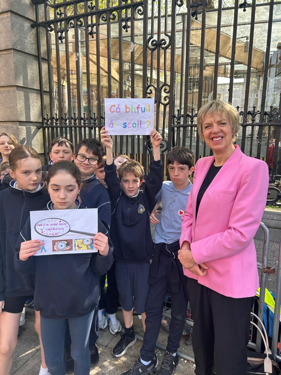Ivana Bacik (@ivanabacik) on Twitter photo Standing outside Leinster House with students from Bunscoil Sygne Street, Scoil Bhríde Ranelagh & Bunscoil Eoin, Haddington Place, as part of the amazing <a href="/Gaelcholaiste2/">Gaelcholáiste BÁC 2,4,6,8</a> campaign!
Maith sibh go léir! Standing outside Leinster House with students from Bunscoil Sygne Street, Scoil Bhríde Ranelagh & Bunscoil Eoin, Haddington Place, as part of the amazing <a href="/Gaelcholaiste2/">Gaelcholáiste BÁC 2,4,6,8</a> campaign!
Maith sibh go léir!