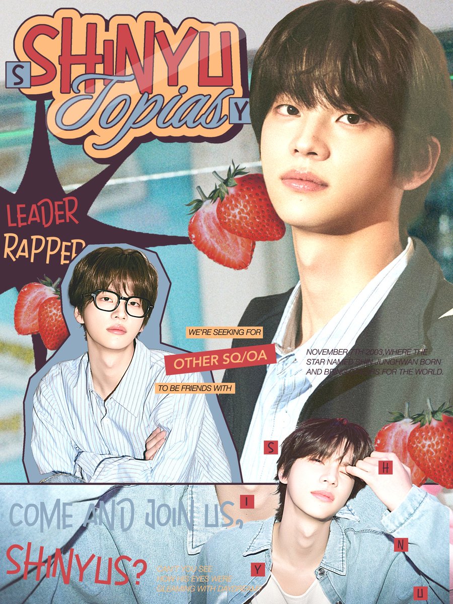 Shinyutopias's tweet image. Wassup, we’re back! Looking for more Shinyu RPs to join as well as SQ/OAs who want to have fun friendships with us. For the rules you can see at tumblr.com/shinyutopias and show yourself in the column provided. Repost will be very appreciated, thank you! 🍓🗯️