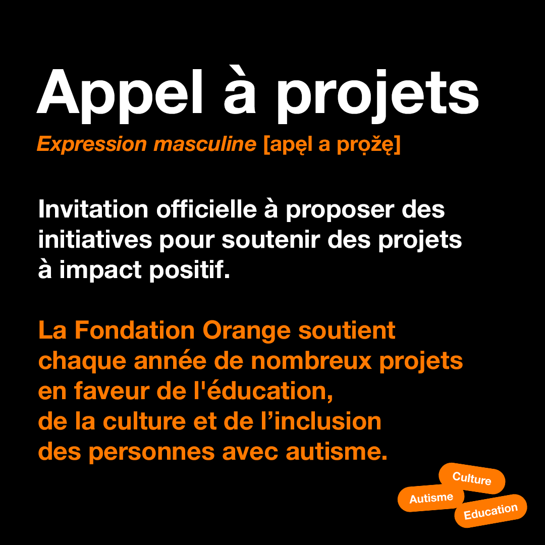 FondationOrange (@fondationorange) on Twitter photo 📚 Un “appel à projet”, c’est quoi ?
Plus qu’un coup de pouce : c’est une rampe de lancement pour des idées innovantes. L’occasion pour des associations engagées de proposer des solutions concrètes pour répondre aux défis sociétaux !
#FondationOrange #Éducation #Culture #Autisme 📚 Un “appel à projet”, c’est quoi ?
Plus qu’un coup de pouce : c’est une rampe de lancement pour des idées innovantes. L’occasion pour des associations engagées de proposer des solutions concrètes pour répondre aux défis sociétaux !
#FondationOrange #Éducation #Culture #Autisme