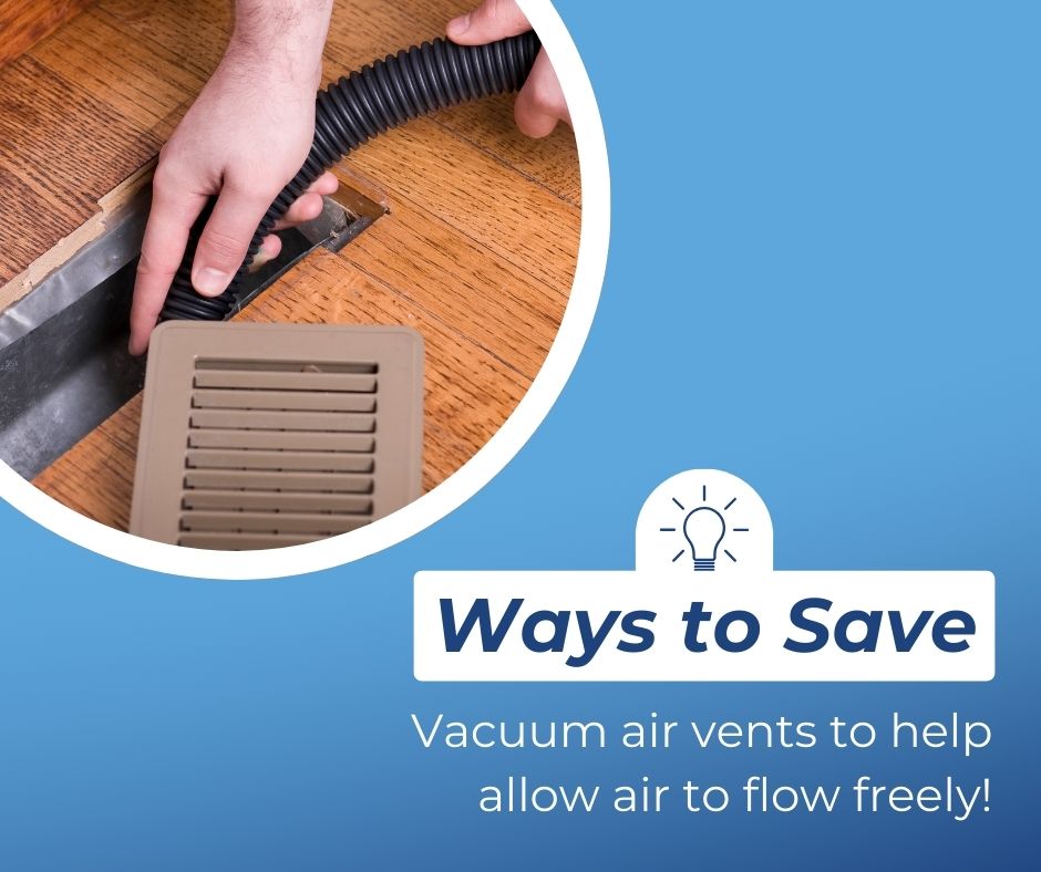 As we head into warmer temperatures, you'll likely be reaching for that thermostat to keep your home cool. Help air to flow freely throughout your home by vacuuming air vents! 💨