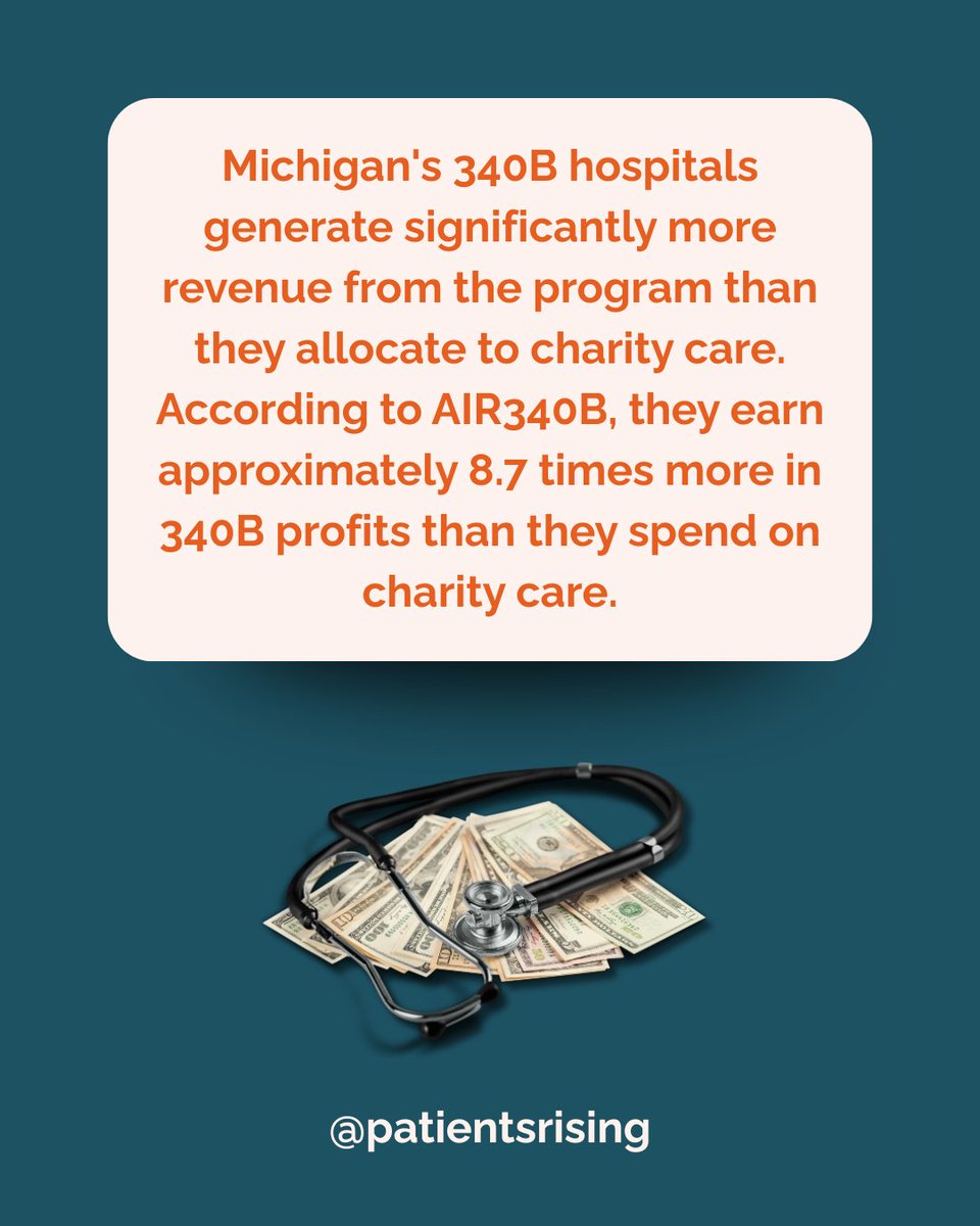patientsrising's tweet photo. Michigan hospitals claim to serve the underserved, but the numbers tell a different story. The 340B program was designed to help low-income and uninsured patients get the medications they need, but over time, it’s become a revenue stream that operates with little oversight. https://t.co/LbQzGejH3K