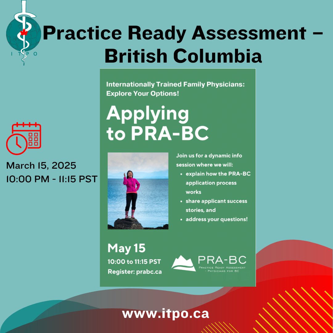 ITPs in or moving to BC—don’t miss the “Applying to PRA-BC” webinar on May 15, 10–11:15 AM PST. Learn about the expanded program and how to apply.
Register: events.teams.microsoft.com/event/eb92bde2…
#PRA #IMGsupport #ITPO