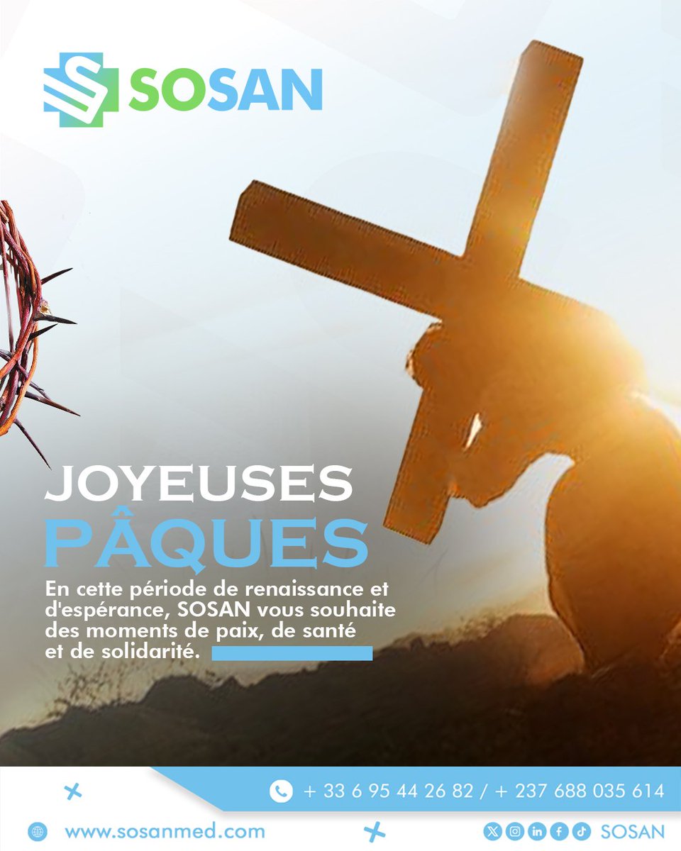 SosanOfficiel's tweet photo. 🌸🐣 Joyeuses Pâques à tous ! 🐣🌸

En ce jour de Pâques, on célèbre le renouveau, l’espoir et le partage 💛

Et si on en profitait aussi pour penser à sa santé ? Parce qu’un corps en forme, c’est la meilleure des renaissances 

📲 SOSAN est là, toujours à portée de main. https://t.co/Xcv9i6p6Ax
