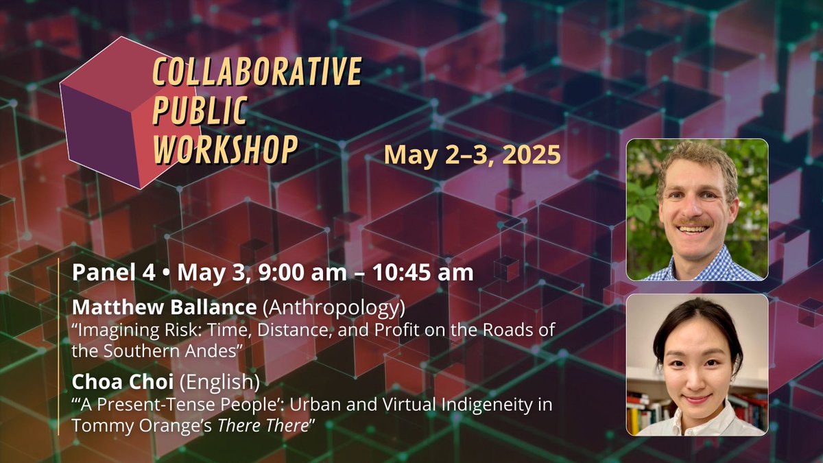 CogutInstitute's tweet image. Matthew Ballance (@BrownAnthro) & Choa Choi (#English) explore Indigenous history and representation at the 2025 Collaborative Public Workshop, May 2–3 at Brown. Event schedule: buff.ly/ZJpwNPt #Humanities @BrownUResearch
