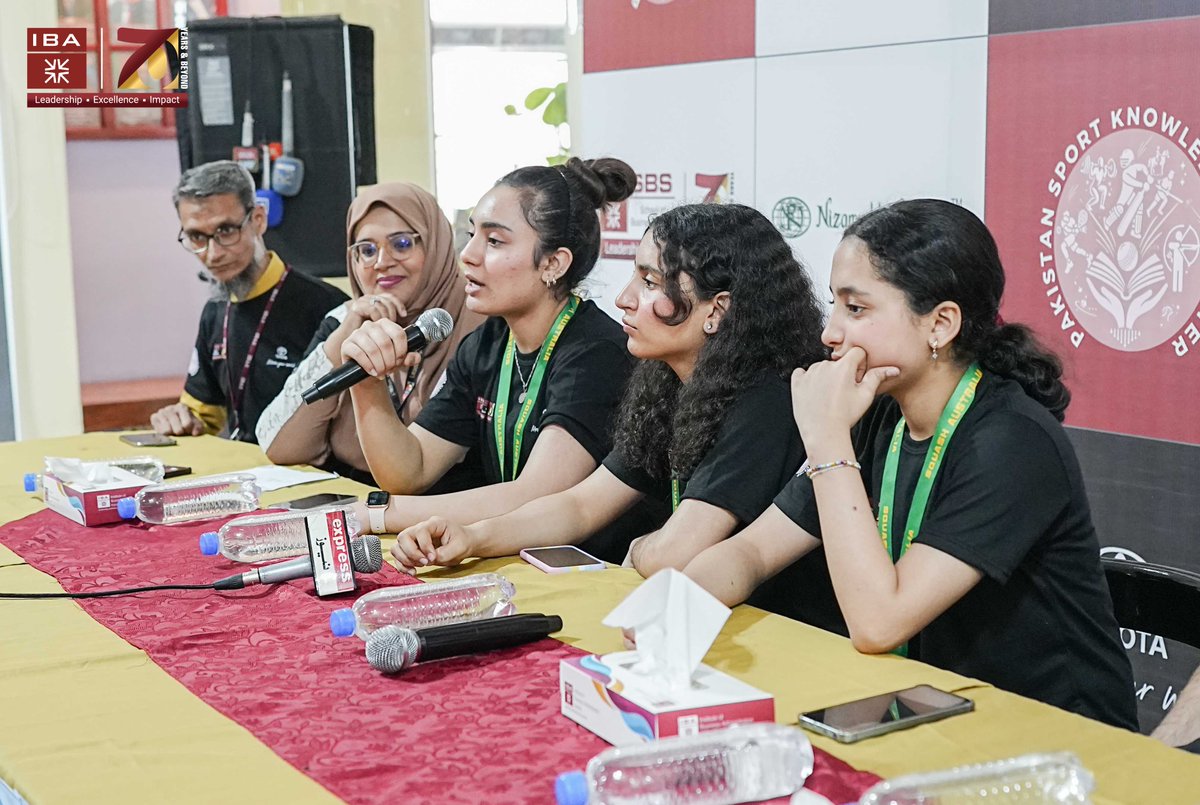 ibakhiofficial's tweet photo. Game Changers at IBA! 🎯
IBA Karachi, through SBS & the Pakistan Sports Knowledge Cluster, hosted squash stars Mehwish, Mahnoor & Sehrish Ali. The sisters shared their inspiring journey & Olympic dreams—highlighting IBA’s support for rising talent.#IBAKarachi #PSKC #Sports https://t.co/ncUCdJgi0b