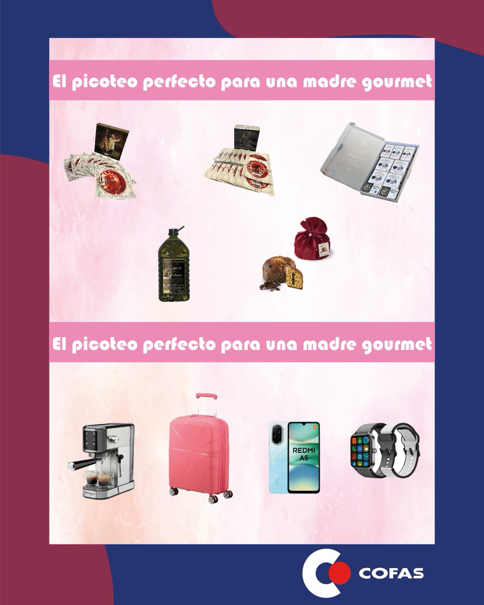 iCOFAS's tweet photo. 🎁 Este Día de la Madre, sorpréndela con un regalo que le haga sentir especial

En COFAS hemos preparado una selección gourmet y de tecnología pensada para agradecer como se merece a quien siempre está ahí. https://t.co/3bfBtpHB37