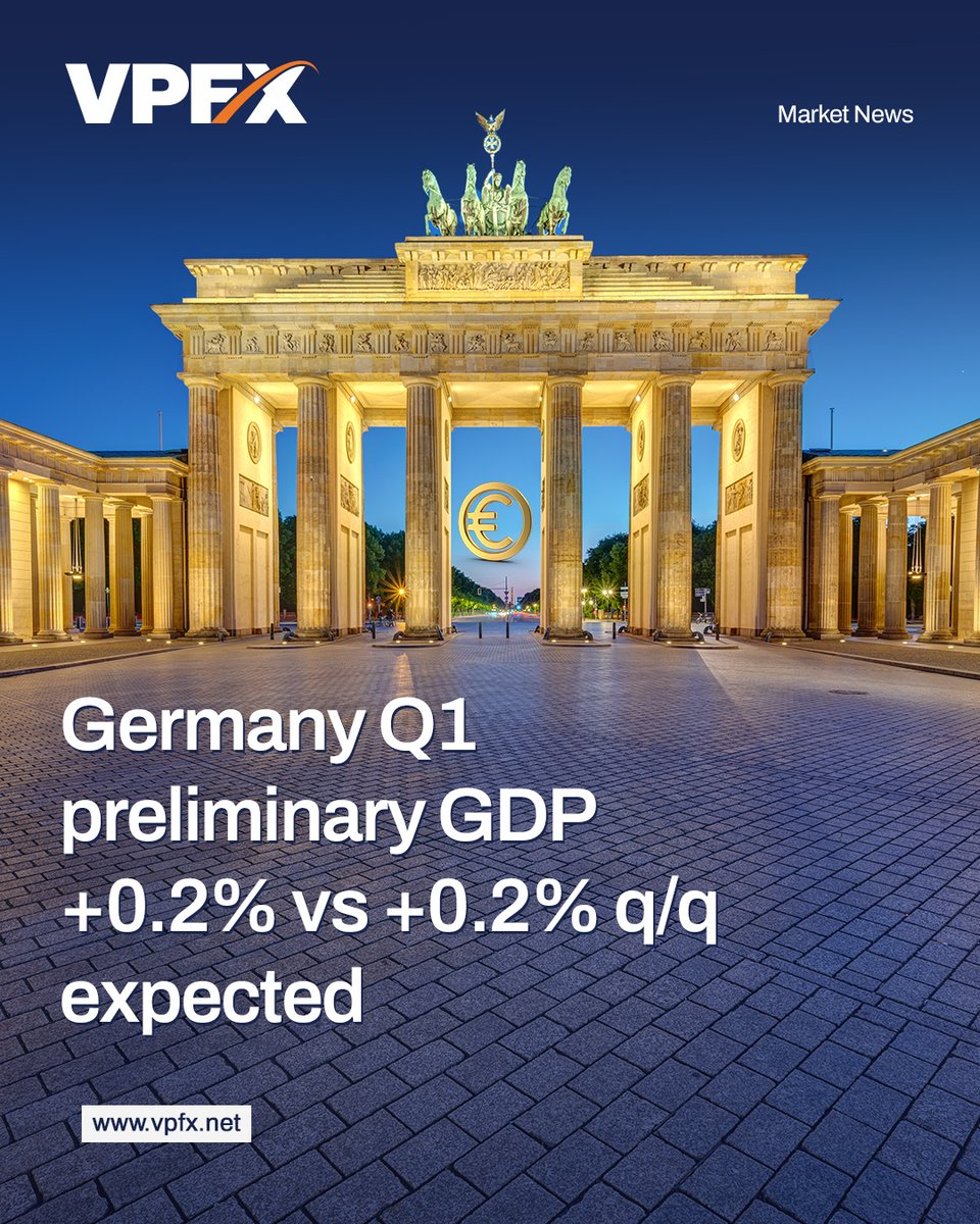 vpfx_official's tweet photo. 🌍 Germany Q1 preliminary GDP +0.2% vs +0.2% q/q expected.
🌍 Germany April preliminary CPI (HICP) +2.2% vs +2.1% y/y expected.
#vpfx #forexbroker #forexnews #germany #euro #gdp #cpi https://t.co/zK0zWEvfZb