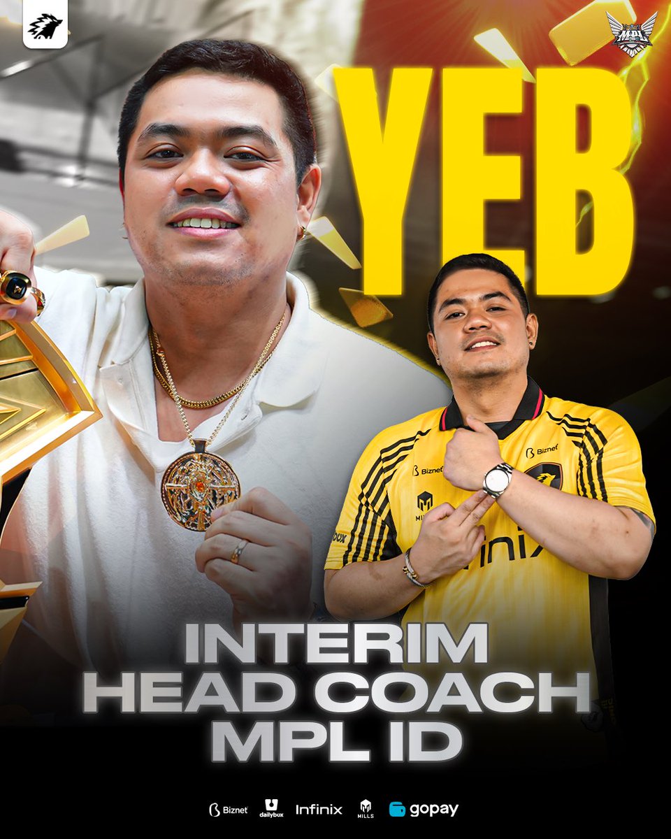 Guess who's back? 
VP of Esports Franchise Coach Yeb officially joins the MPL S15 roster as Interim Head Coach!
He’ll be leading the MPL ID team while continuing his role as VP.

Siapa yang gak sabar buat MPL minggu ini?

Drop 🔥 buat yang udah nggak sabar nonton MPL minggu ini!