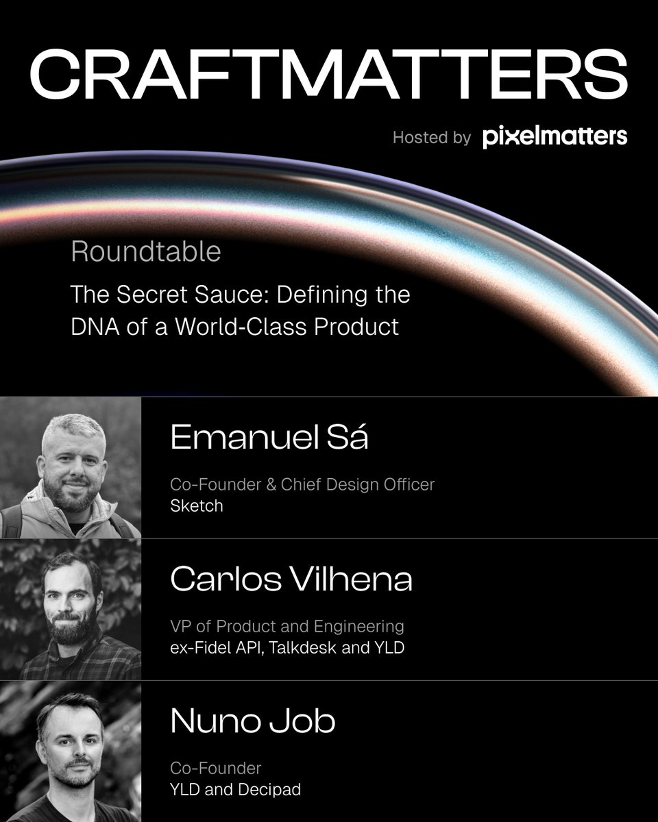 smackingg's tweet photo. Can't believe @Pixelmatters_ is throwing its first-ever public conference! 🔥

Craftmatters ✦ May 30 ✦ Porto.

Calling all Designers, Engineers, and Product people.

A day to celebrate the love for the craft.
A day to share learnings, failures, and experiences.
A day, should I say, to celebrate Portuguese talent as well. 🇵🇹

The quality of the speakers that we've managed to assemble is unreal.

Just a few names...

✧ @emanuelsa, from @sketch
✧ @dscape, from @decipad & @YLDio
✧ @HenrM_Cruz, from @RowsHQ 

🎟️ There are ~100 spots. I expect tickets to fly FAST, so grab yours now — https://t.co/8sboUcO9Q4

I'll be a moderator in two of these moments.

Excited and looking forward to seeing you there! 💪