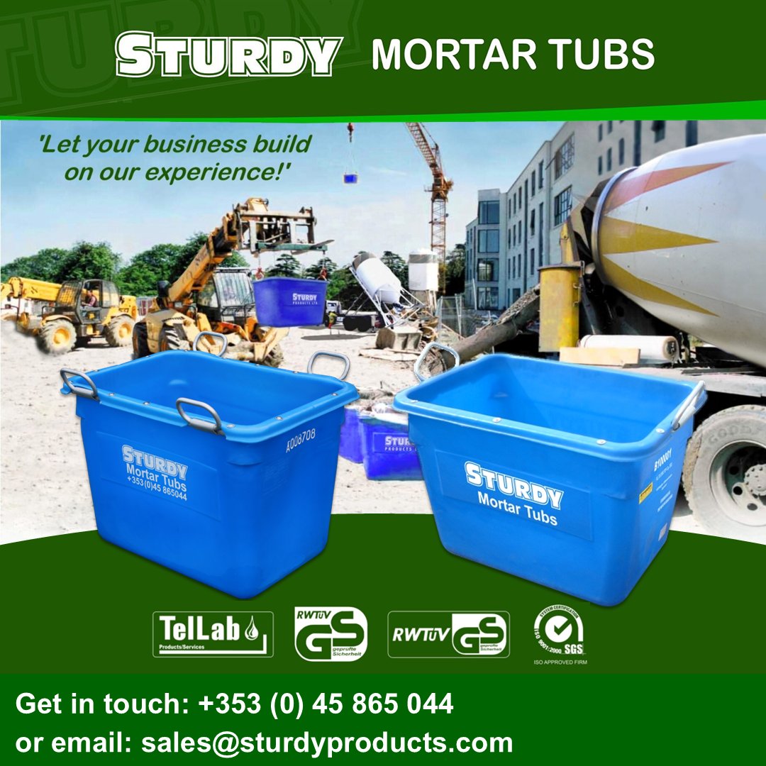 Sturdy_Products's tweet photo. It's #WorldDayofSafetyandHealthatwork this week!

Keep your #worksite safe &amp; efficient with Sturdy Mortar Tubs:

✅Independently tested &amp; approved by TÜV Nord
✅Patented Flexi-Handles reduce stress on lifting points
✅Serial Numbering for full traceability

#safeday25 #sitesafety https://t.co/nuJTRFNcv1