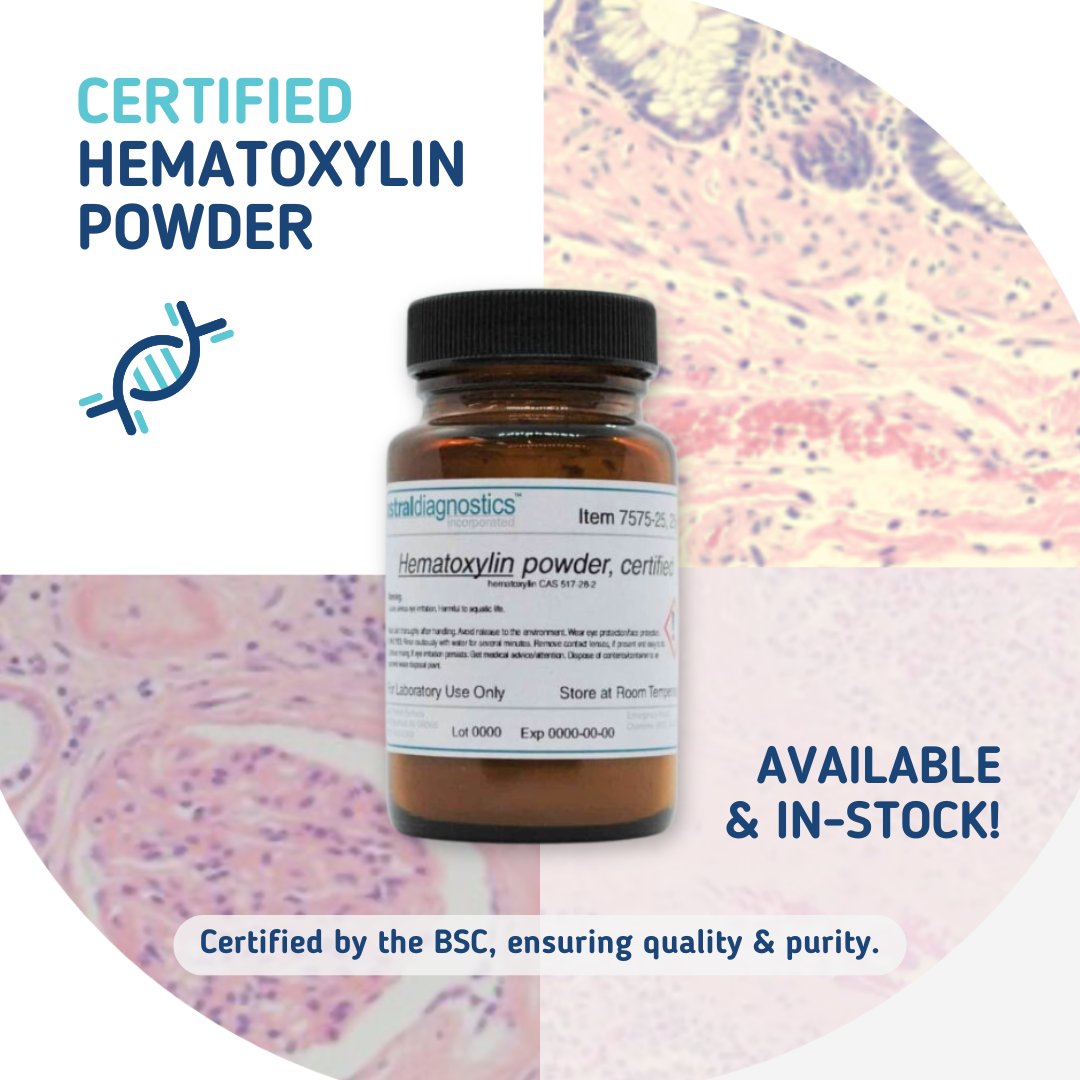 Are you in search of BSC Certified Hematoxylin Powder? We offer it in two sizes: 25g and 100g.

➡️ethosbiosciences.com/products/hemat…

#hematoxylin #histology #pathology