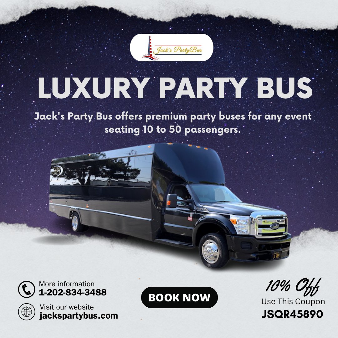 JacksPartyBus2's tweet photo. 🎉 Party in Style with Jackspartybus! 🚐💃
Book your party bus today and enjoy 10% OFF – Just use code JSQR45890 at checkout!
Let the good times roll! 🥳🍾

https://t.co/vqcnq5HdsS
1-202-834-3488

#Jackspartybus #PartyBusDiscount https://t.co/1imUGGc7Uj