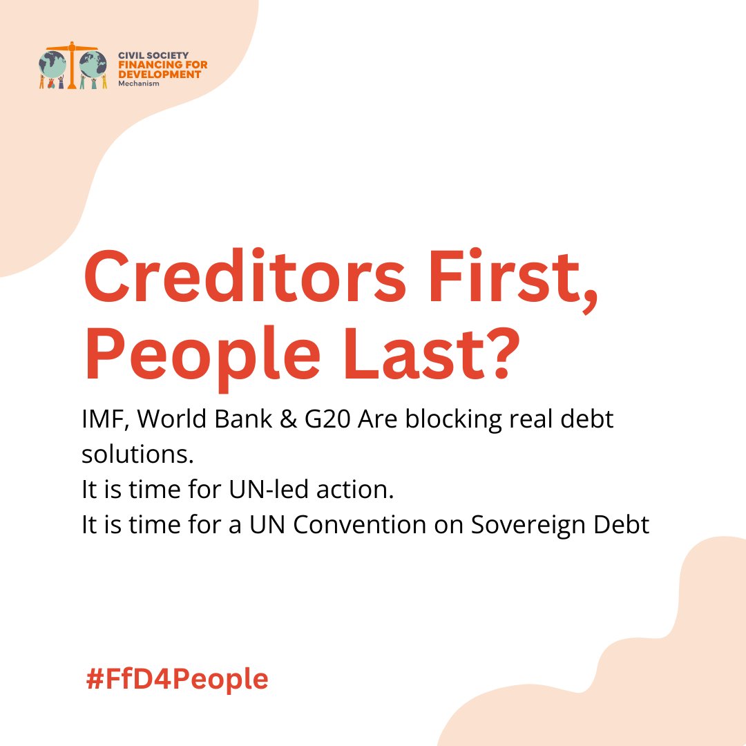 Global Call to Action Against Poverty (GCAP) (@whiteband) on Twitter photo The UN must reclaim leadership in global economic governance. The future of international financial architecture must be universal, inclusive and rights-based.
#FfD4 #EconomicJustice
<a href="/hrw/">Human Rights Watch</a> @IbonInt <a href="/ituc/">ITUC</a> <a href="/JubileeUSA/">Jubilee USA Network</a> <a href="/latindadd/">LATINDADD</a> <a href="/UNMGCY/">MGCY</a> <a href="/MenaFem/">MenaFem Movement/@menafem.bsky.social</a> <a href="/IPCoficial/">Agencia de Prensa IPC</a> <a href="/pass_blue/">PassBlue</a> @Devex The UN must reclaim leadership in global economic governance. The future of international financial architecture must be universal, inclusive and rights-based.
#FfD4 #EconomicJustice
<a href="/hrw/">Human Rights Watch</a> @IbonInt <a href="/ituc/">ITUC</a> <a href="/JubileeUSA/">Jubilee USA Network</a> <a href="/latindadd/">LATINDADD</a> <a href="/UNMGCY/">MGCY</a> <a href="/MenaFem/">MenaFem Movement/@menafem.bsky.social</a> <a href="/IPCoficial/">Agencia de Prensa IPC</a> <a href="/pass_blue/">PassBlue</a> @Devex