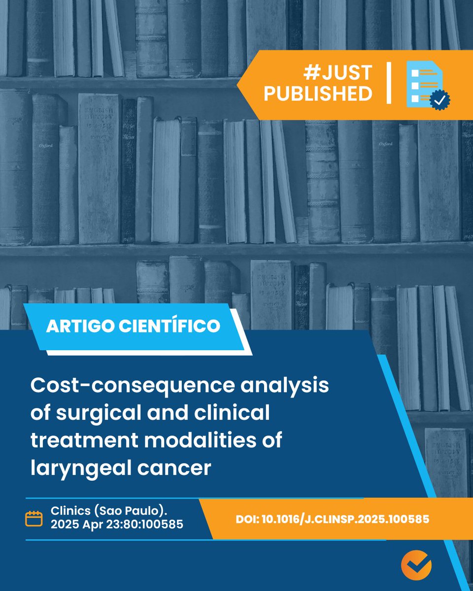 Artigo recém publicado! #JustPublished

Título: Cost-consequence analysis of surgical and clinical treatment modalities of laryngeal cancer

Acesse: pubmed.ncbi.nlm.nih.gov/40273493/