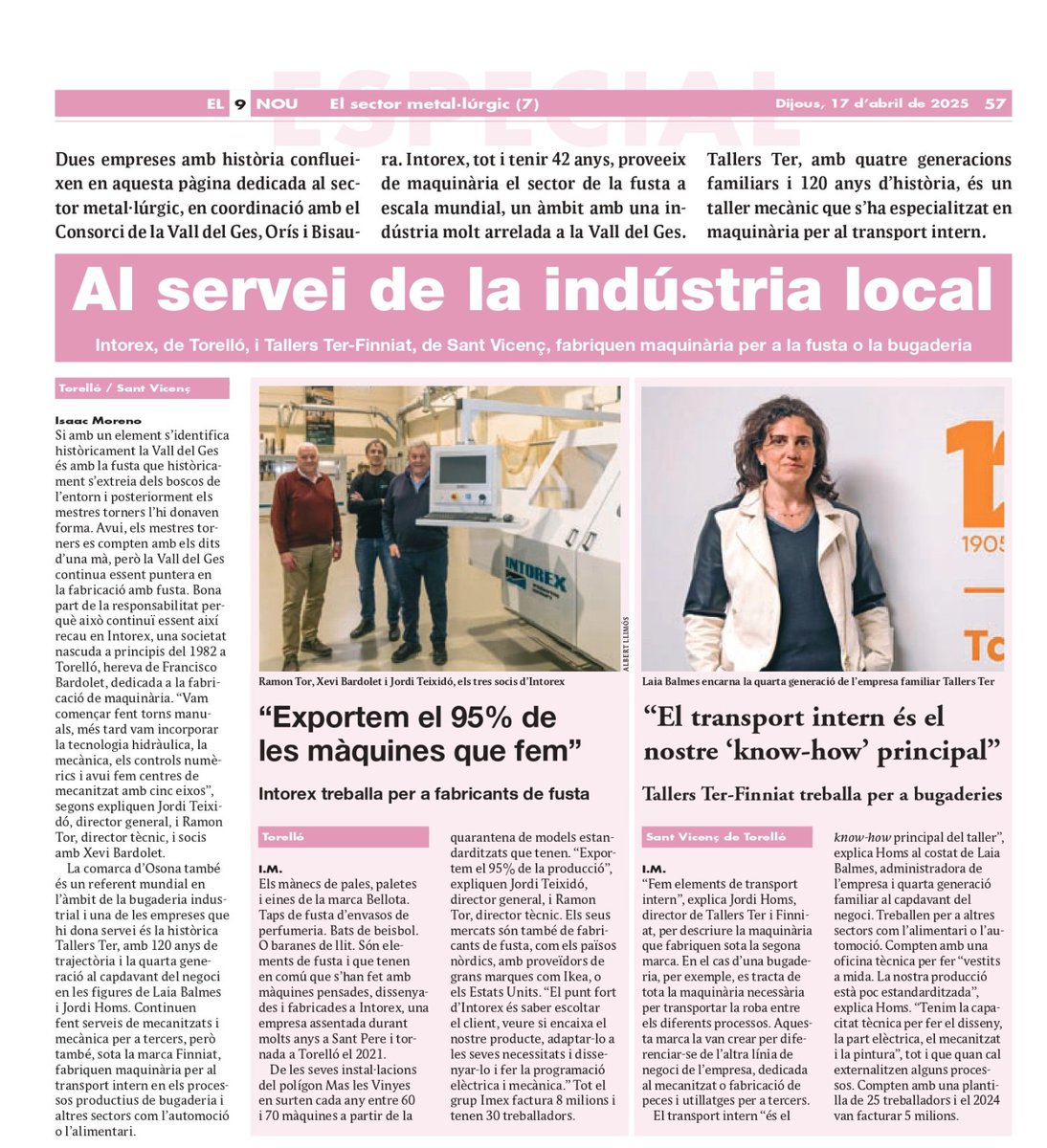 Indústria metal•lúrgica de la Vall del Ges, Orís i Bisaura. Cada mes a El 9 Nou.