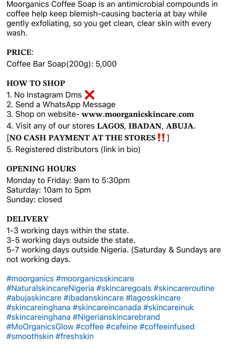 mos_beautyhub's tweet image. #moorganics #moorganicsskincare #NaturalskincareNigeria #skincaregoals #skincareroutine #abujaskincare #ibadanskincare #lagosskincare  #skincareinghana #skincareincanada #skincareinuk #skincareinghana #Nigerianskincarebrand #MoOrganicsGlow #coffee #cafeine #coffeeinfused #smooth