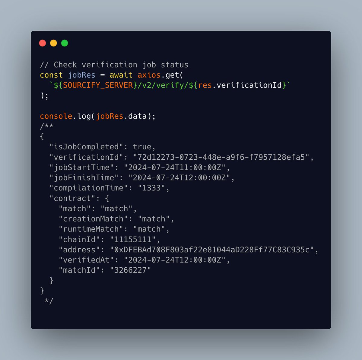 ✨ APIv2 for verification is here!

Following contract lookup, now you can verify contracts using APIv2

- Std JSON as default, instead of metadata.json (still supported)
- Ticketing with verification jobs, no hanging requests
- Minimal, lean API

Legacy API is being deprecated