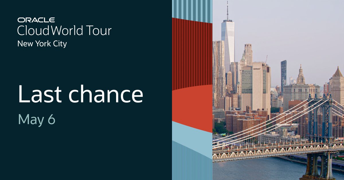 Oracle_EBS's tweet photo. Don't miss out. Join @Oracle at #CloudWorld Tour New York City for a full day of learning and networking—request to attend: https://t.co/iNeqDiJR14 https://t.co/JEsYv4Ui7V