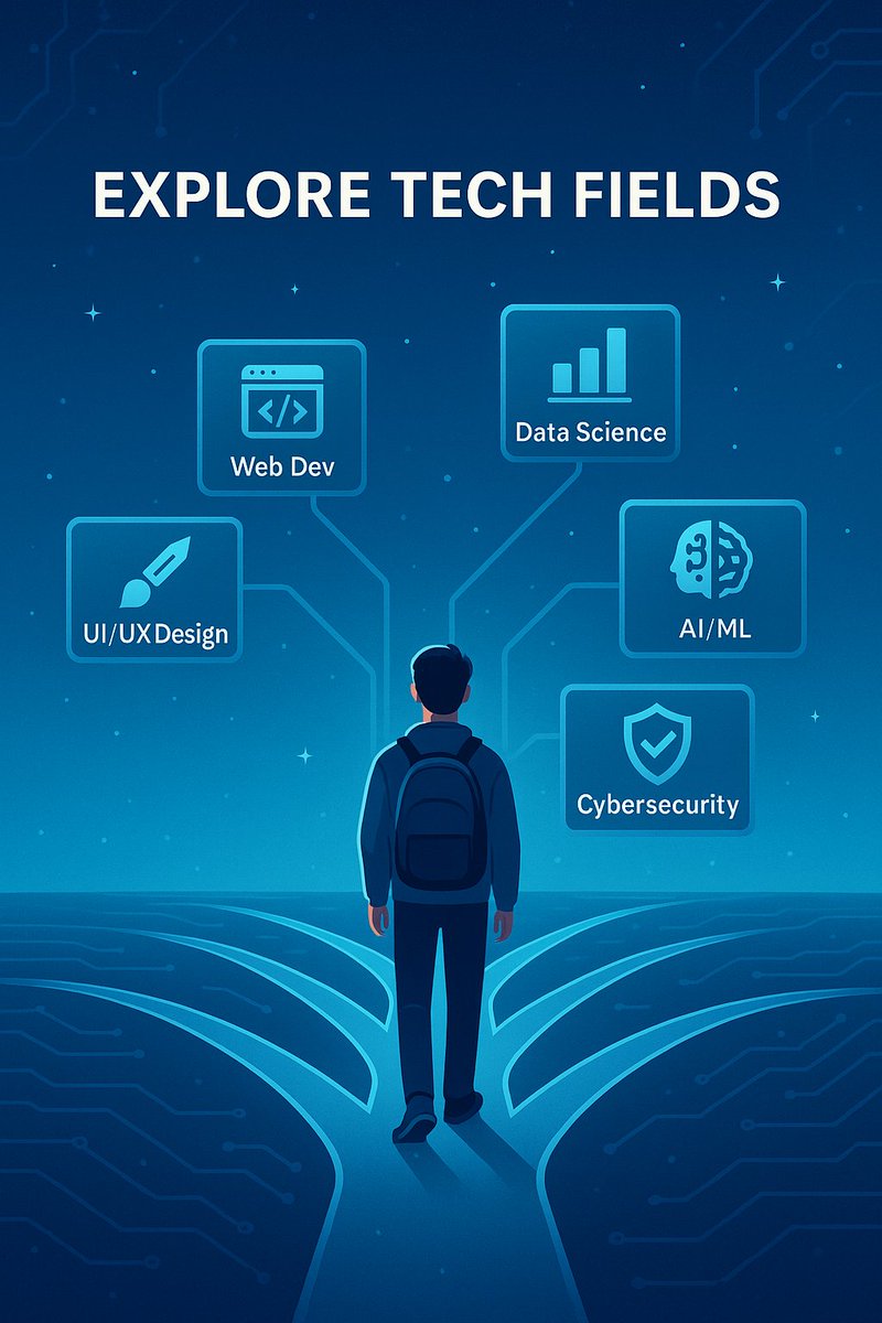 vitaclef's tweet image. Tech isn’t just one thing — it’s a galaxy of possibilities.
From building websites to designing apps, analyzing data, or teaching machines to think — every field has its own rhythm and magic.
#FindYourPath #TechExplorer #Day3 #Step2 #ExploreFields #TechJourney