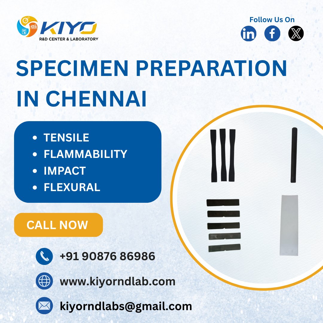 Kiyorndlab's tweet image. Need reliable specimen prep in Chennai?
We’ve got you covered — Tensile, Impact, Flammability &amp;amp; Flexural samples cut to perfection! 💯🔬
#TestingServices #Chennai #MaterialsLab #TensileTesting #RDLab #KiyoLab