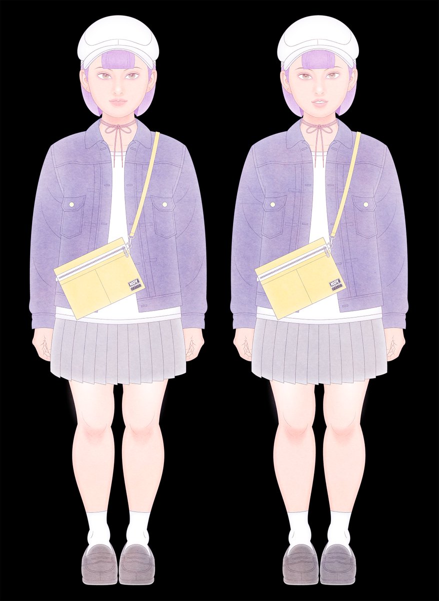 Gジャンとハンチングとチョーカーとミニスカート。#美少女イラスト #イラスト #女性 #ファッションイラスト