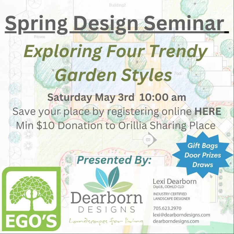Four Trendy Garden Styles! Join us on May 3rd at 10:00 a.m. for an engaging seminar as we explore this year's enchanting garden trends. Fall in love with your gardens! 🌺 
Register Here:  egosgardencentre.com/collections/wo…. #GardenBuzz #GrowTogether #PlantPassion